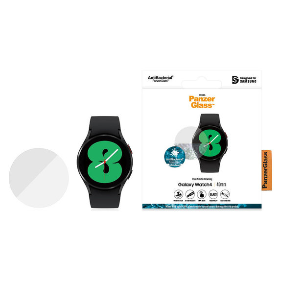 Verre trempé Flat Glass AB pour Samsung Galaxy Watch 4 40 mm, Clair, PanzerGlass