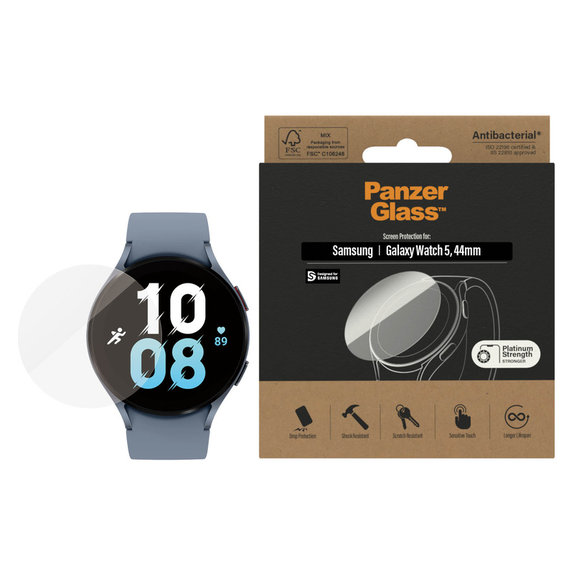 Verre trempé Flat Glass AB pour Samsung Galaxy Watch 5 44 mm, Clair, PanzerGlass