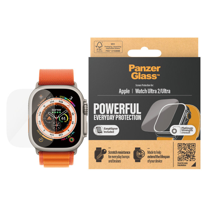 Verre trempé AB pour Apple Watch Ultra 2/Ultra, Clair, PanzerGlass