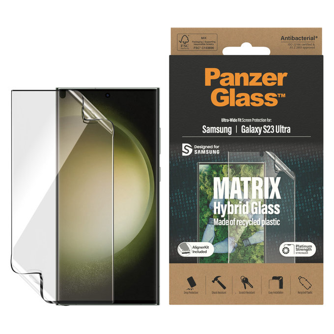 Verre hybride Matrix UWF AB FP wA pour Samsung Galaxy S23 Ultra, Clair, PanzerGlass