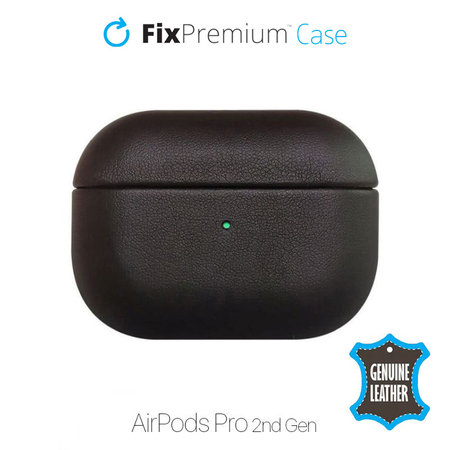 FixPremium - Étui en cuir pour AirPods Pro 2, noir