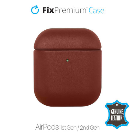 FixPremium - Étui en cuir pour AirPods 1 & 2, marron