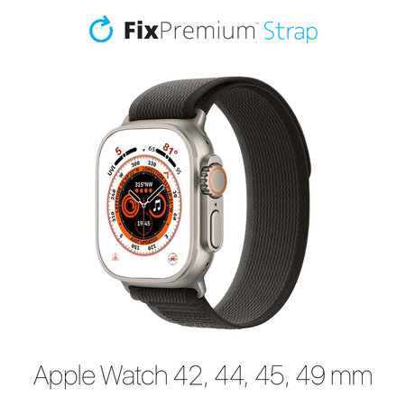 FixPremium - Bracelet Trail Loop pour Apple Watch (42, 44, 45 et 49 mm), gris sidéral