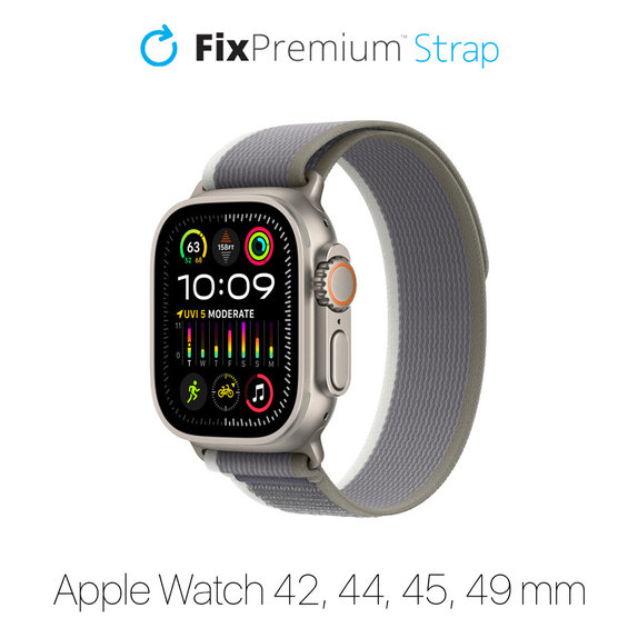 FixPremium - Bracelet Trail Loop pour Apple Watch (42, 44, 45 et 49 mm), gris