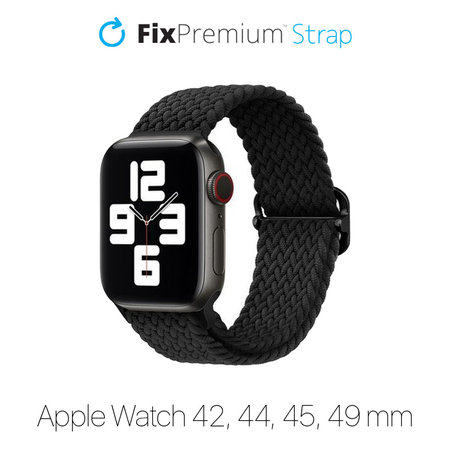 FixPremium - Bracelet Solo Loop pour Apple Watch (42, 44, 45 et 49 mm), noir