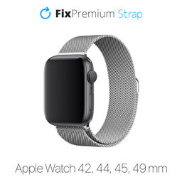 FixPremium - Bracelet Milanese Loop pour Apple Watch (42, 44, 45 & 49mm), argent