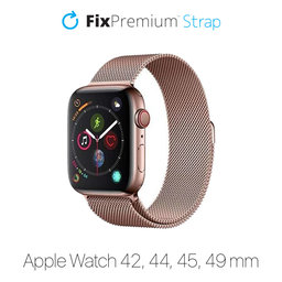 FixPremium - Bracelet Milanese Loop pour Apple Watch (42, 44, 45 & 49mm), or rose