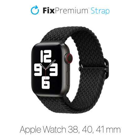 FixPremium - Bracelet Solo Loop pour Apple Watch (38, 40 et 41 mm), noir