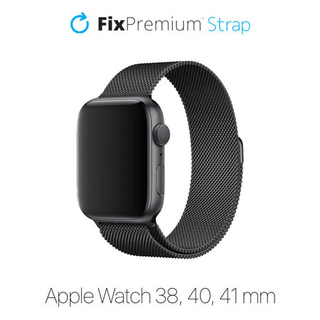 FixPremium - Bracelet Milanese Loop pour Apple Watch (38, 40 & 41mm), noir