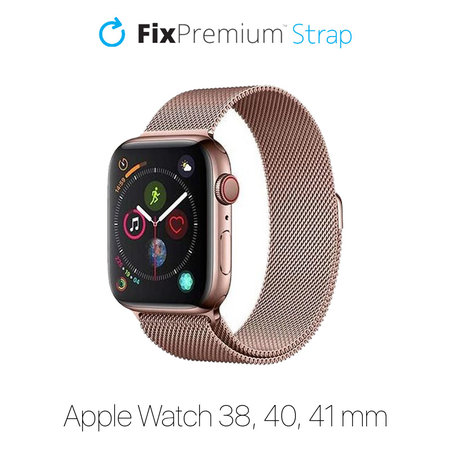 FixPremium - Bracelet Milanese Loop pour Apple Watch (38, 40 & 41mm), or rose