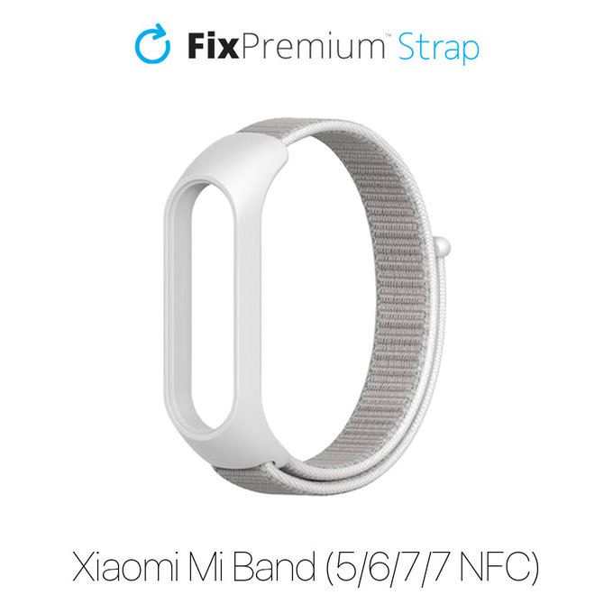 FixPremium - Sangle en nylon pour Xiaomi Mi Band (5/6/7/7 NFC), blanc