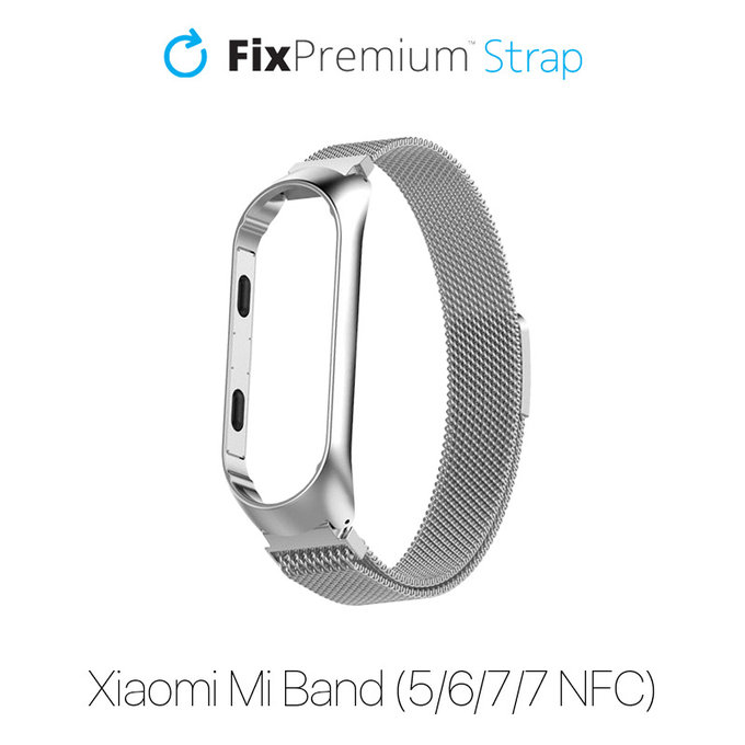 FixPremium - Sangle Milanese Loop pour Xiaomi Mi Band (5/6/7/7 NFC), argent