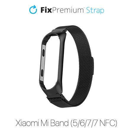 FixPremium - Sangle Milanese Loop pour Xiaomi Mi Band (5/6/7/7 NFC), noir