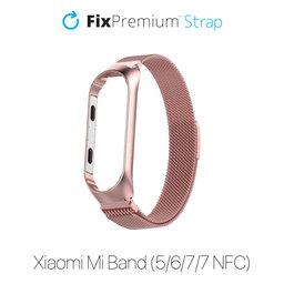 FixPremium - Bracelet Milanese Loop pour Xiaomi Mi Band (5/6/7/7 NFC), or rose