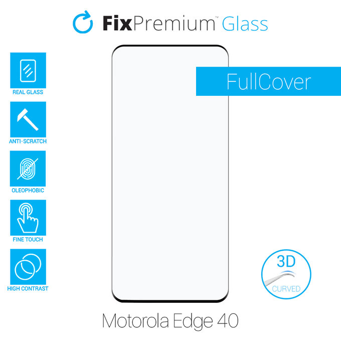 FixPremium FullCover Glass - Verre Trempé 3D pour Motorola Edge 40