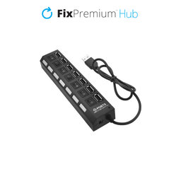 FixPremium - Interrupteur d'alimentation du hub USB pour 7 USB, noir