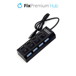 FixPremium - Interrupteur d'alimentation du hub USB pour 4 USB, noir