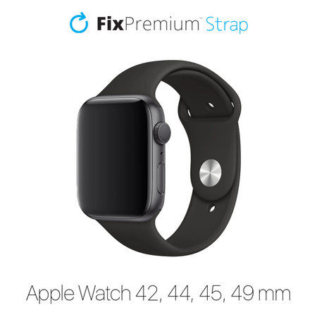 FixPremium - Bracelet en silicone pour Apple Watch (42, 44, 45 et 49 mm), noir