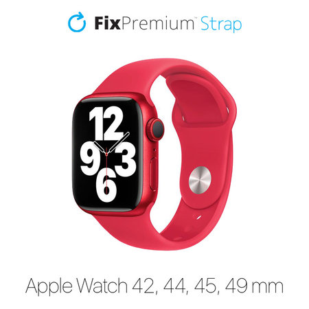 FixPremium - Bracelet en silicone pour Apple Watch (42, 44, 45 et 49 mm), rouge