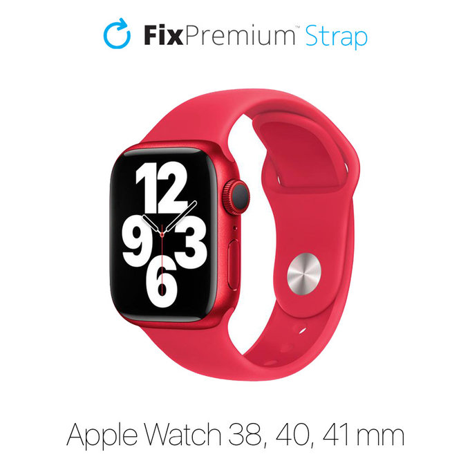 FixPremium - Bracelet en silicone pour Apple Watch (38, 40 et 41 mm), rouge