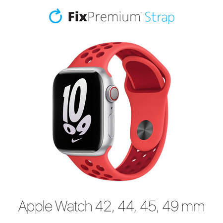 FixPremium - Bracelet Sport en Silicone pour Apple Watch (42, 44, 45 et 49 mm), rouge