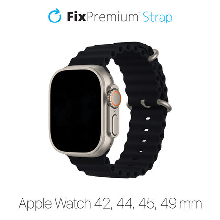 FixPremium - Bracelet Ocean Loop pour Apple Watch (42, 44, 45 et 49 mm), noir