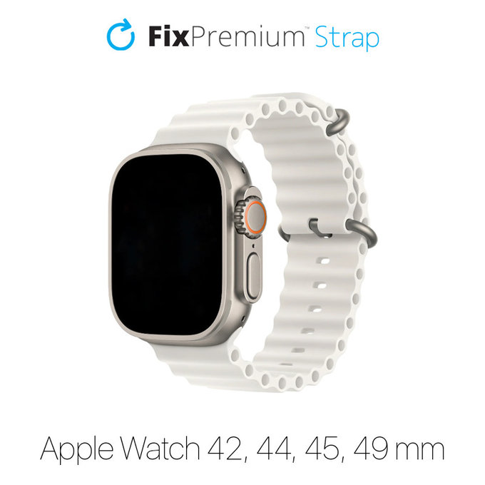 FixPremium - Bracelet Ocean Loop pour Apple Watch (42, 44, 45 et 49 mm), blanc