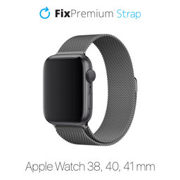 FixPremium - Bracelet Milanese Loop pour Apple Watch (38, 40 et 41 mm), graphite