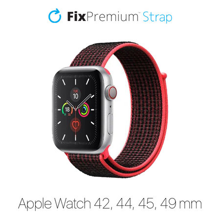 FixPremium - Bracelet en nylon pour Apple Watch (42, 44, 45 et 49 mm), rouge