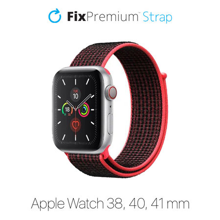 FixPremium - Bracelet en nylon pour Apple Watch (38, 40 et 41 mm), rouge