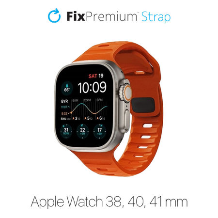 FixPremium - Bracelet Sport Silicone pour Apple Watch (38, 40 & 41mm), orange