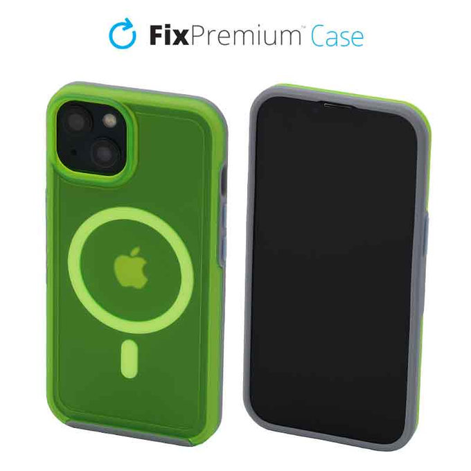 FixPremium - Coque transparente avec MagSafe pour iPhone 13, neon green