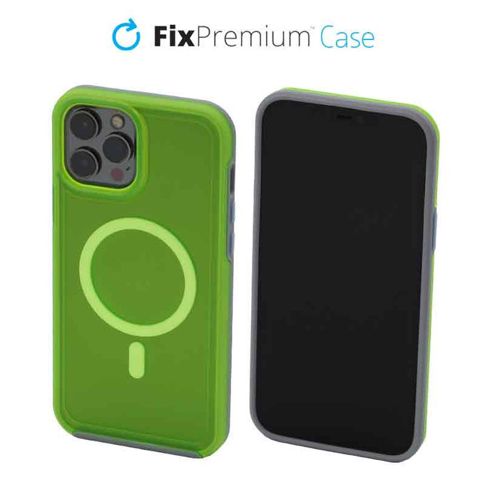 FixPremium - Coque transparente avec MagSafe pour iPhone 13 Pro, neon green