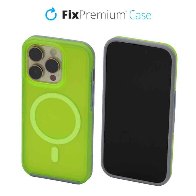 FixPremium - Coque transparente avec MagSafe pour iPhone 14 Pro, neon green