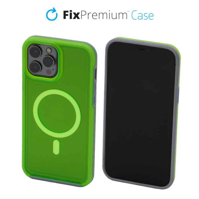 FixPremium - Coque transparente avec MagSafe pour iPhone 14 Pro Max, neon green
