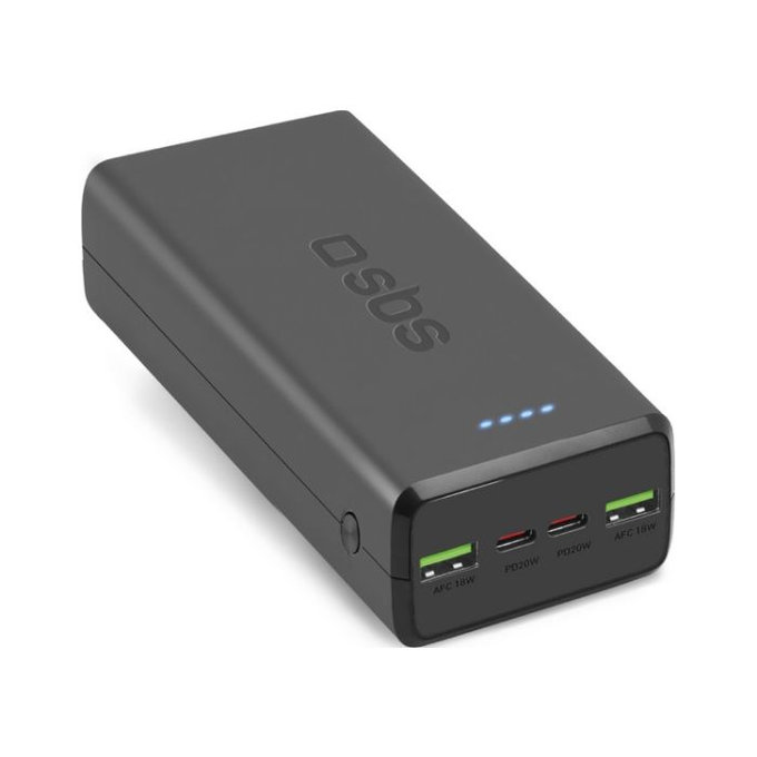 SBS - PowerBank 30 000 mAh, 2x USB-C, 2x USB PowerDelivery 20W, noir