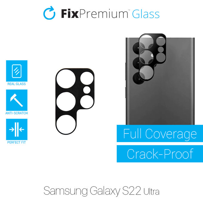 FixPremium Glass - Protecteur d'objectif de caméra arrière pour Samsung Galaxy S22 Ultra