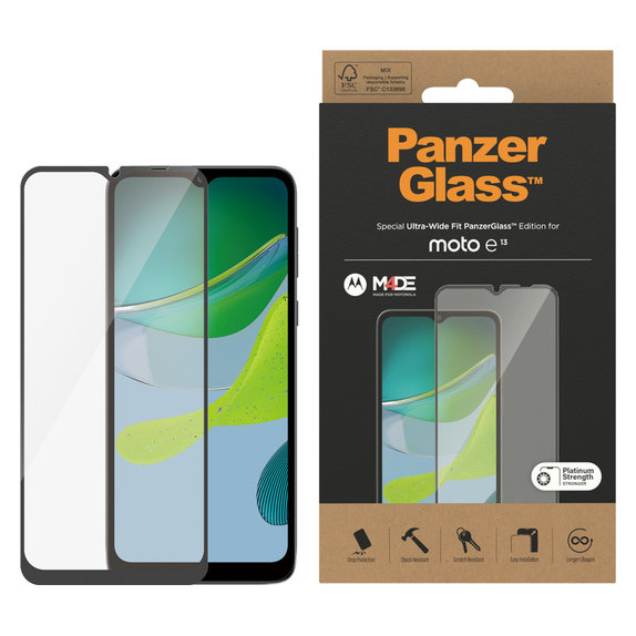Verre trempé UWF pour Motorola Moto E13, Noir, PanzerGlass