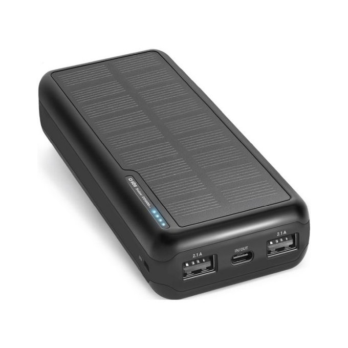 SBS - PowerBank Solar, 20 000 mAh, noir