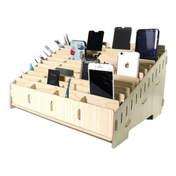 Boîte de rangement pour 48 téléphones portables pour atelier (en bois)