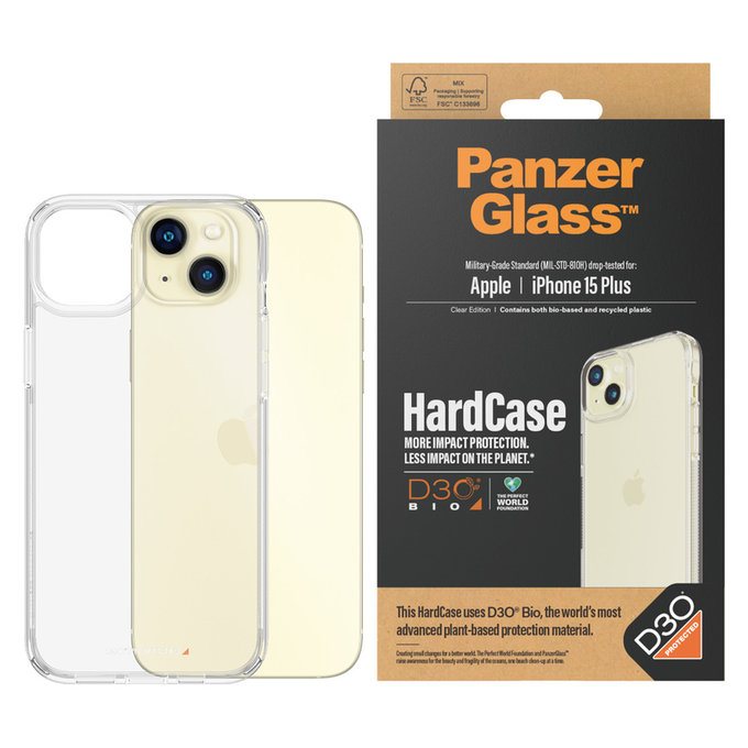 Étui HardCase D3O pour iPhone 15 Plus, Transparent, PanzerGlass