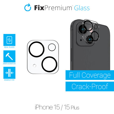 FixPremium Glass - Verre trempé caméra arrière pour iPhone 15 a 15 Plus