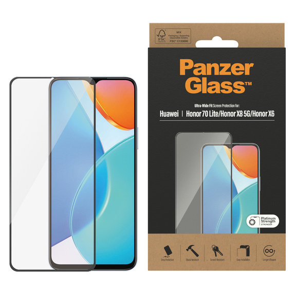 Verre trempé UWF pour Honor 70 Lite, Noir, PanzerGlass