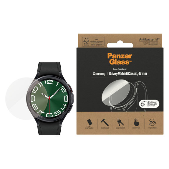 Verre trempé Flat Glass AB pour Samsung Galaxy Watch6 47 mm, Clair, PanzerGlass