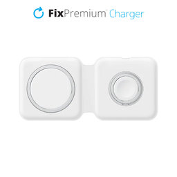 FixPremium - MagSafe Duo pour iPhone a Apple Watch, blanc