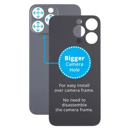 Apple iPhone 15 Pro Max - Verre du boîtier arrière avec plus grand trou pour l'appareil photo (Black Titanium)
