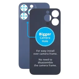 Apple iPhone 15 Pro Max - Verre du boîtier arrière avec plus grand trou pour l'appareil photo (Blue Titanium)