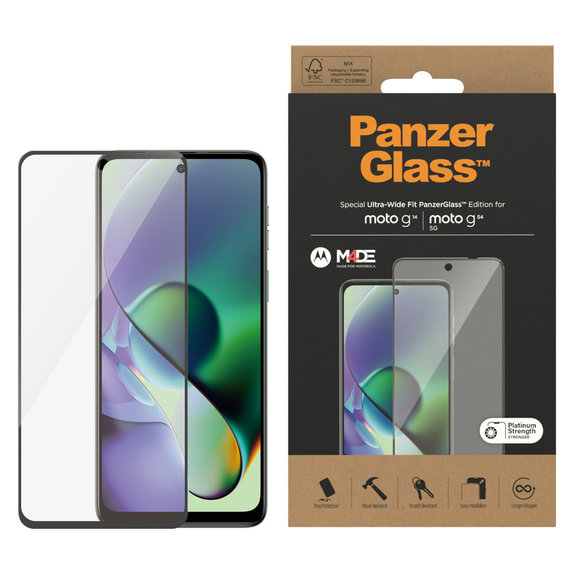 Verre trempé UWF pour Motorola Moto G14/G54 5G, Noir, PanzerGlass