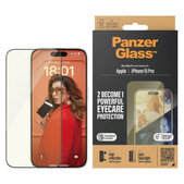 Verre trempé UWF Eyecare avec applicateur pour iPhone 15 Pro, Noir, PanzerGlass