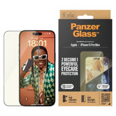 Verre trempé UWF Eyecare avec applicateur pour iPhone 15 Pro Max, Noir, PanzerGlass